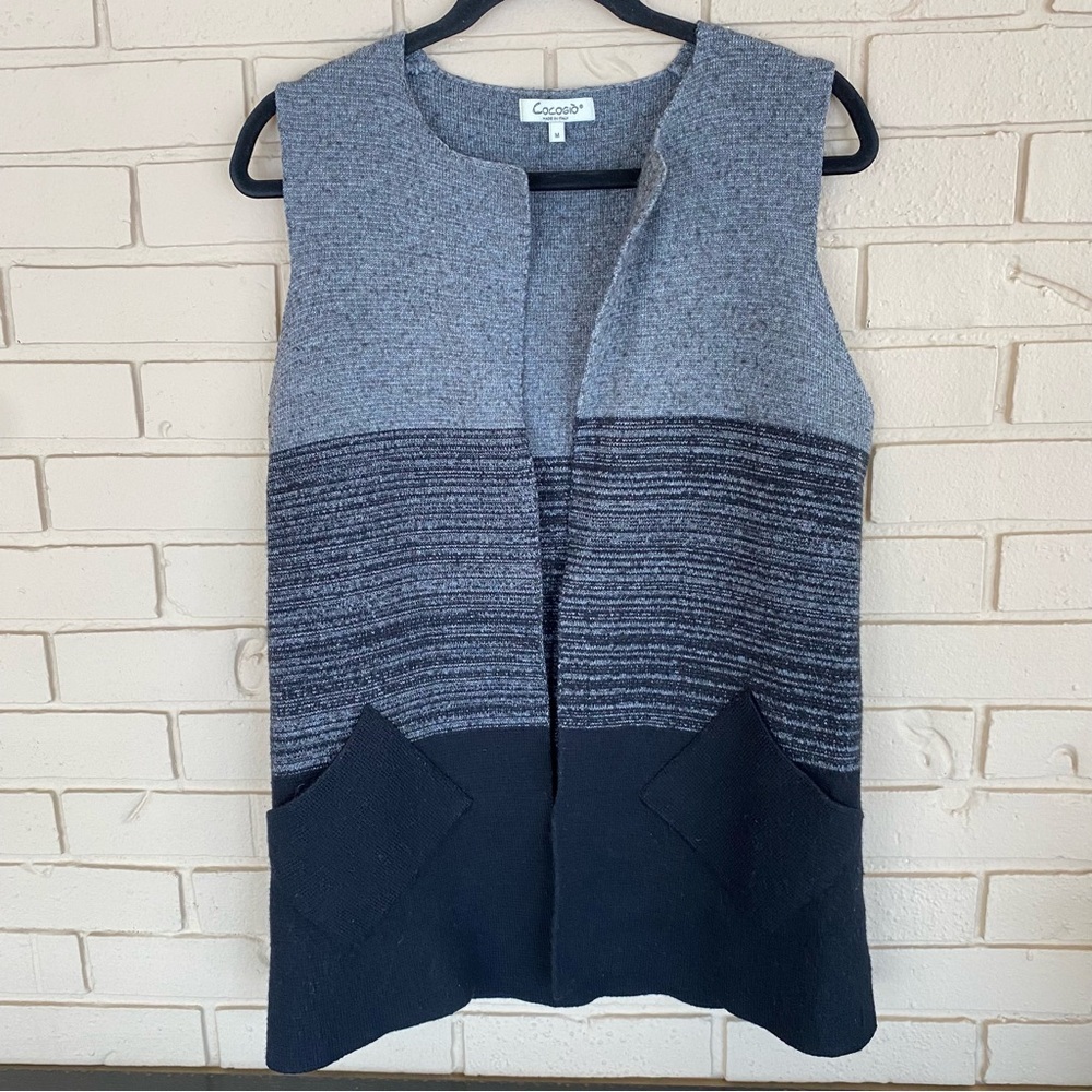 Cocogio Made In Italy Cardigan Sweater Lagenlook Minimalist Modern Wool Medium M